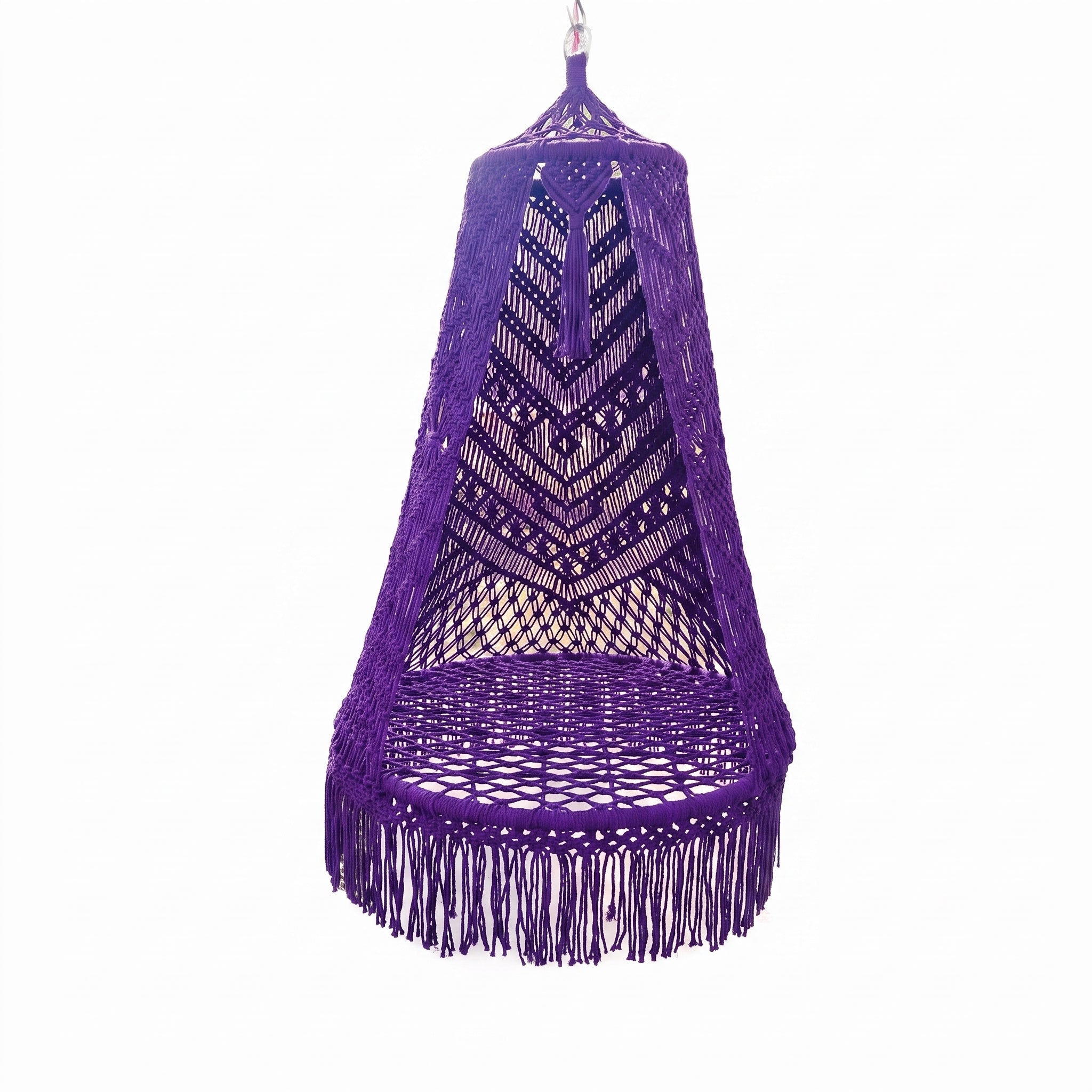 Handmade rope-woven outdoor rocking basket