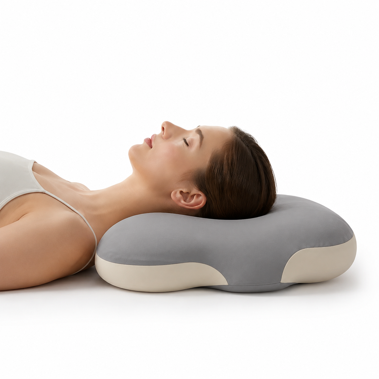Bio-based Low-Profile Neck Pillow Ergonomically Contoured Design For Deep Sleep