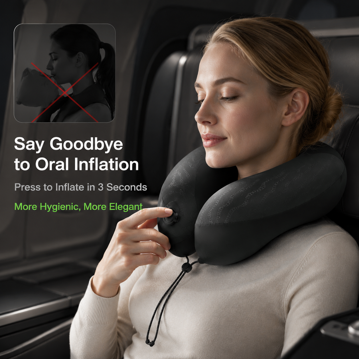 Travel Neck Pillow Upgraded Pure Memory Foam for Airplane Flight Sleep