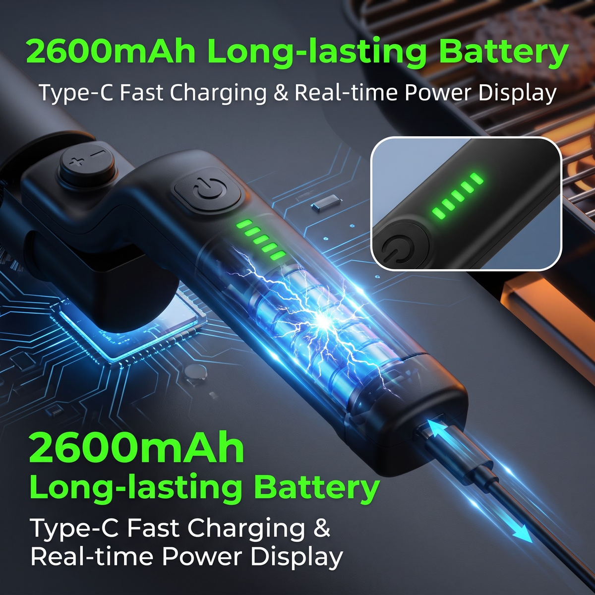 Electric Rotating Grill Cleaning Brush 5-Piece Set - B3