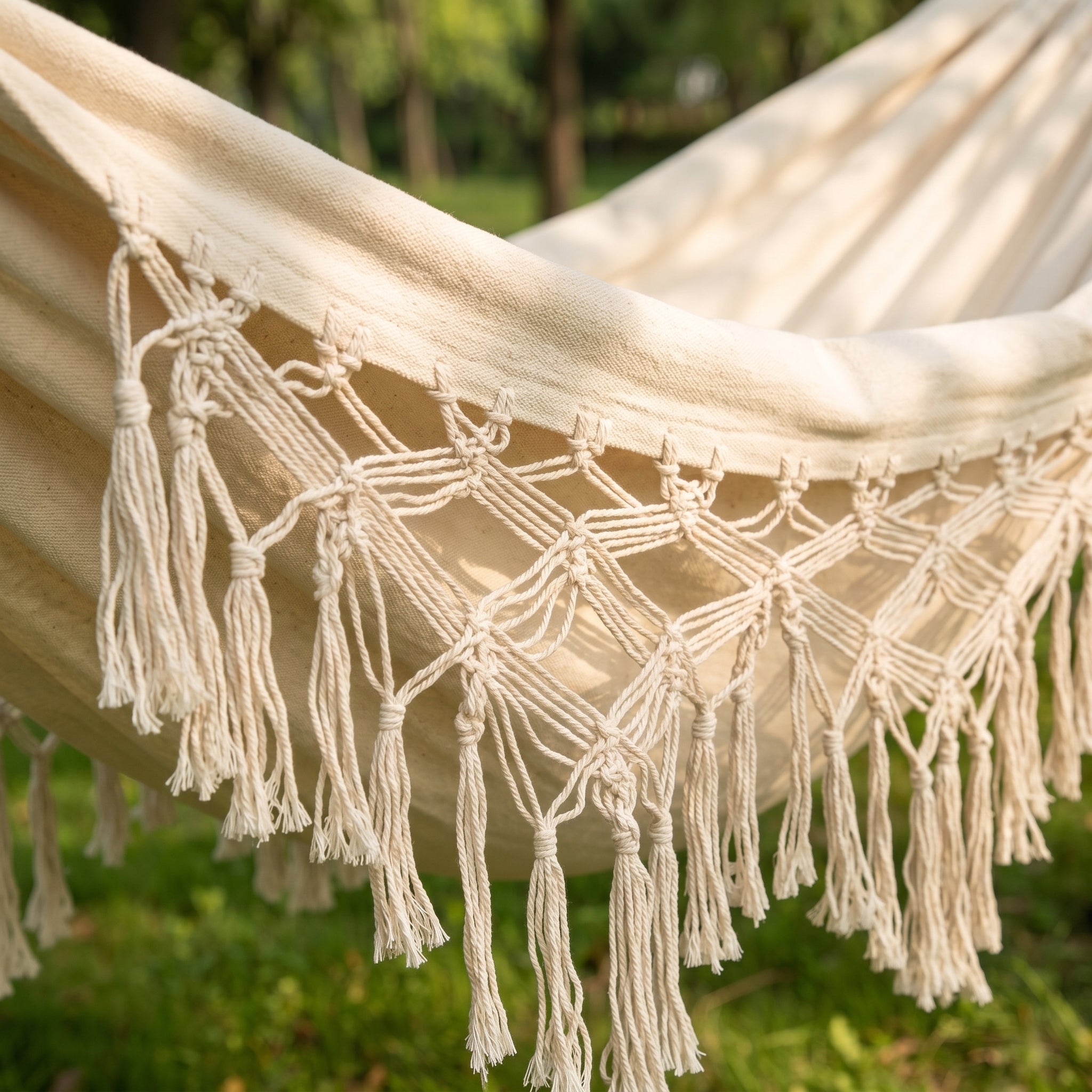 New Double Widen Thickened Canvas Anti-rollover 60cm Wooden Pole Tassel Hammock