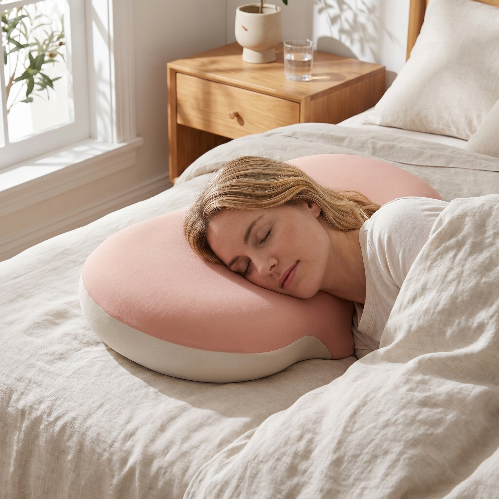 Bio-based Low-Profile Neck Pillow Ergonomically Contoured Design For Deep Sleep