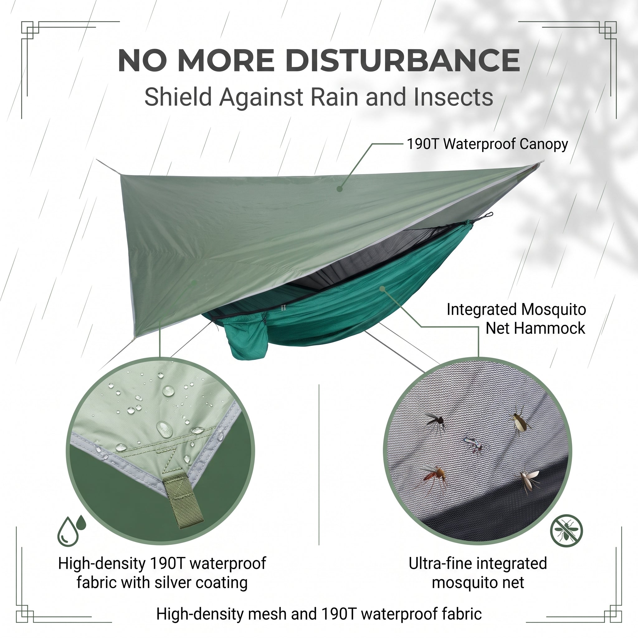 All-in-One  Hammock Tent with Rainproof Canopy Awning Set Mosquito Net