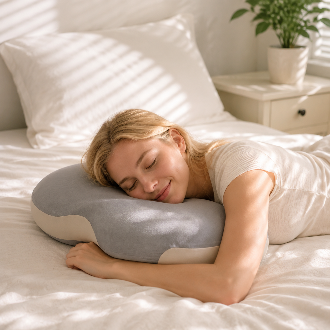 Bio-based Low-Profile Neck Pillow Ergonomically Contoured Design For Deep Sleep