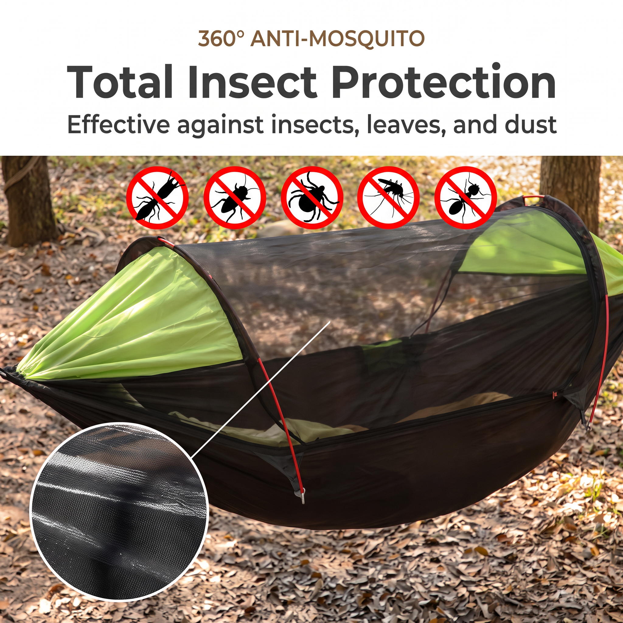 Three-in-One Mosquito Proof Camping Hammock