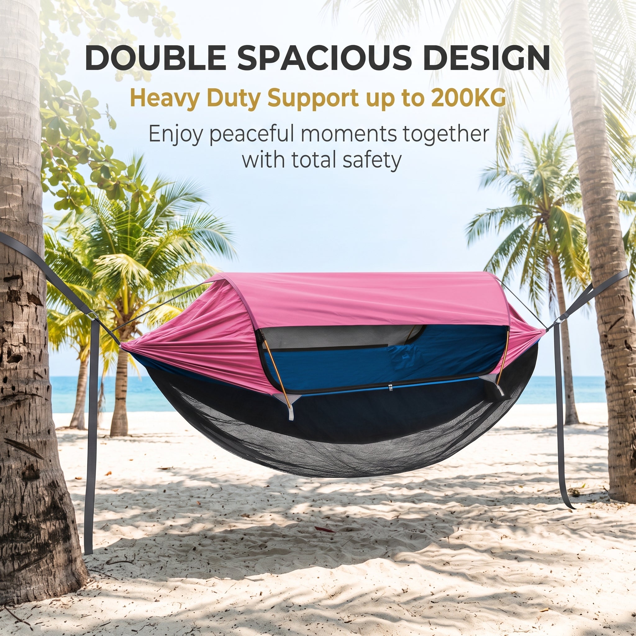 Outdoor Double Hammock with Mosquito Net – 360° Bug Protection, Sunshade, Anti-Roll for Camping & Park