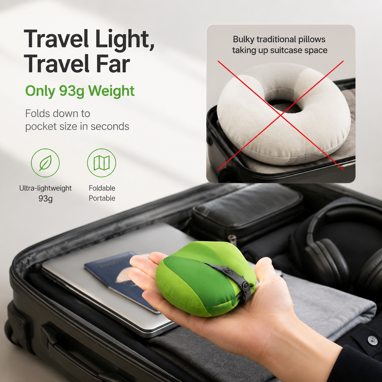 Comfortable Inflatable Travel Neck Pillow for Airplanes Trains Cars