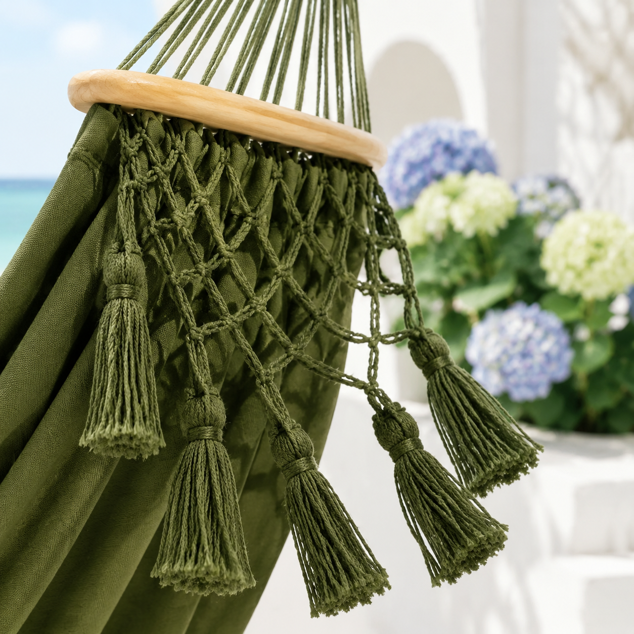 Anti-Roll Canvas Fringe Hammock