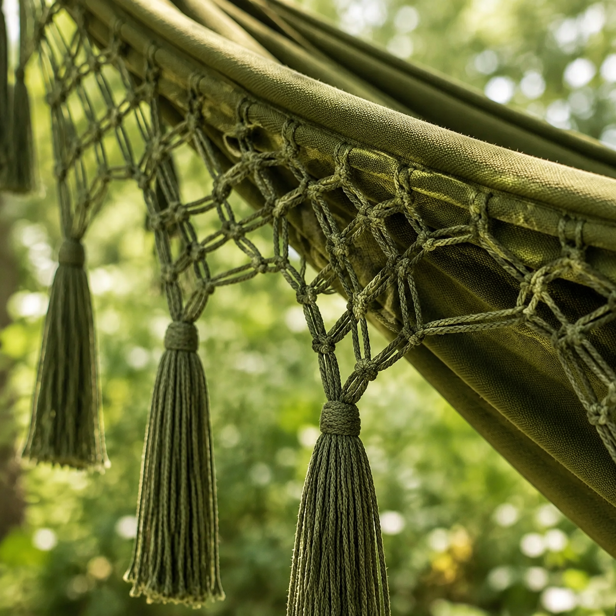 Anti-Roll Canvas Fringe Hammock