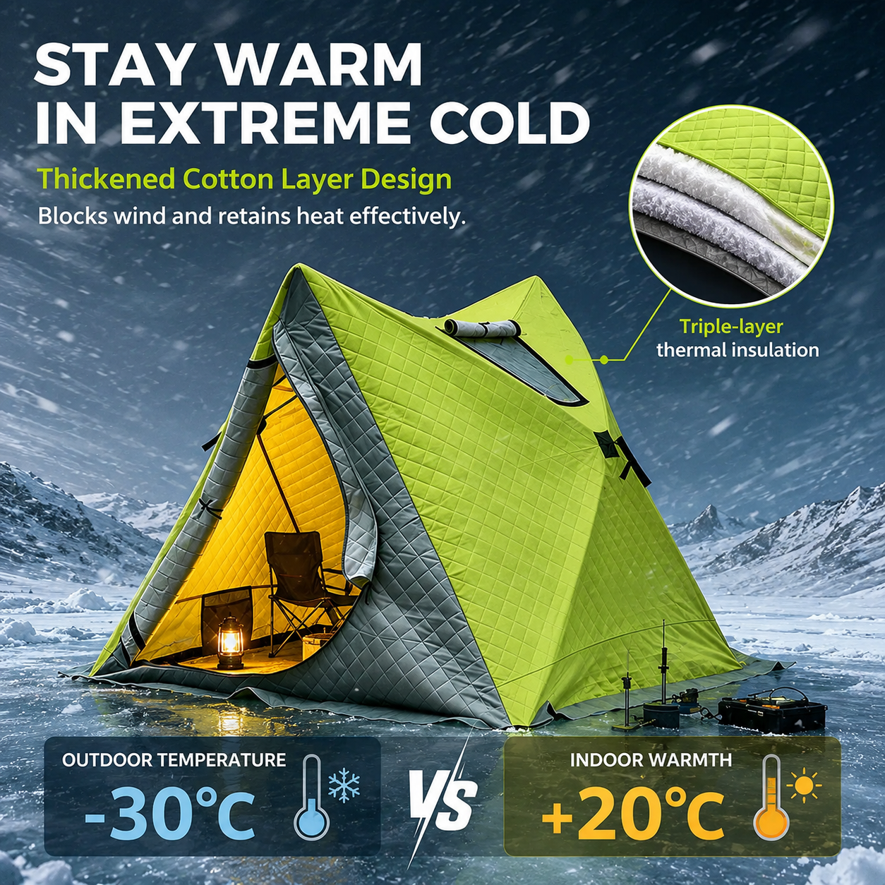 Winter Ice Fishing Tent Windproof Snow House Shelter Camping