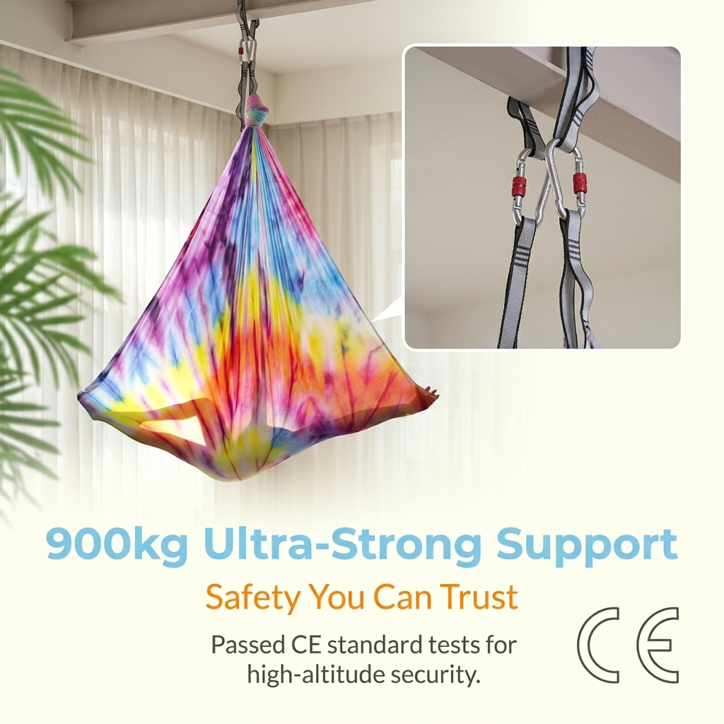 Aerial Yoga Hammock Set Durable 40D Nylon Fabric Gradient Color Aerial Yoga Swing Set