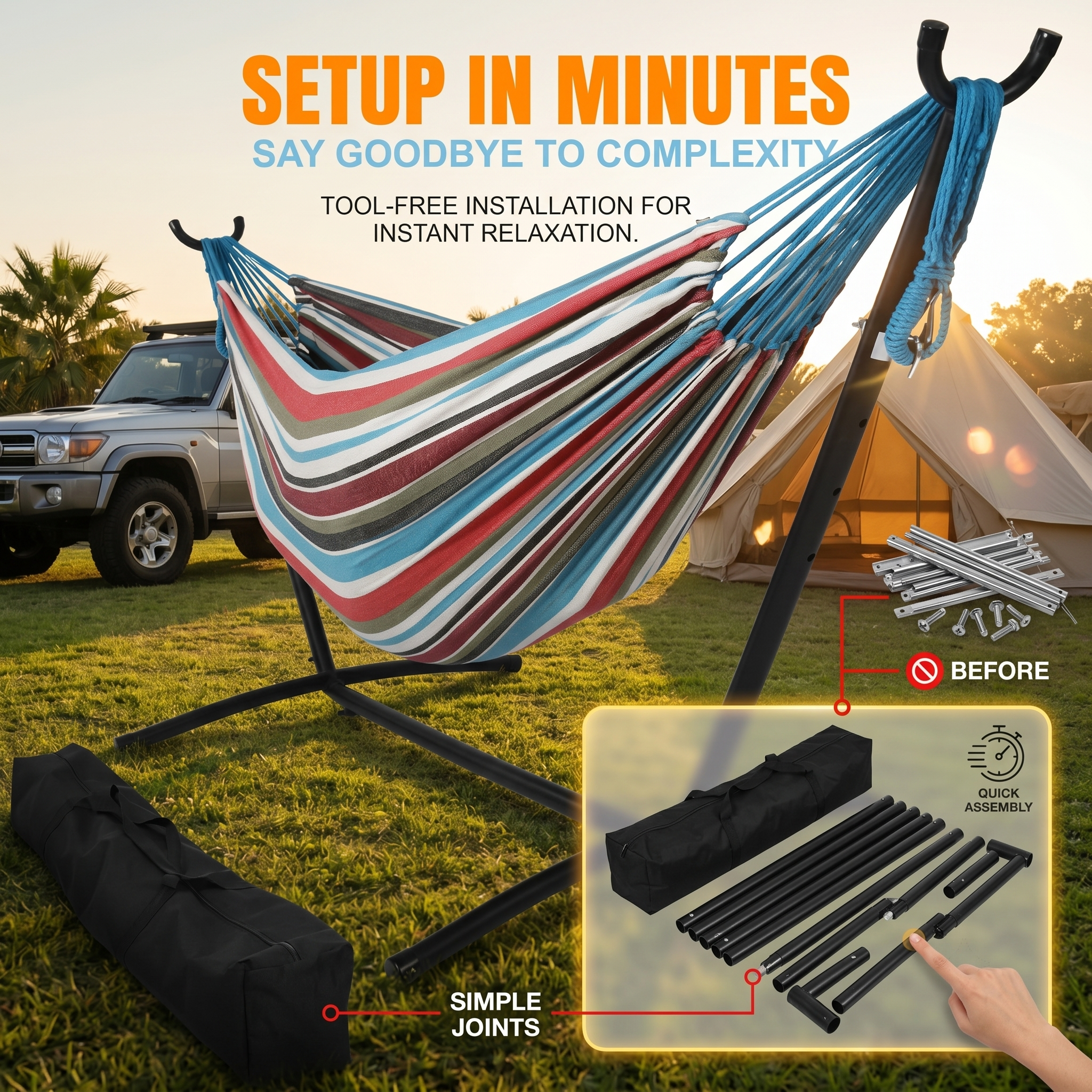 Comfortable Fabric Camping Outdoor Indoor Patio Backyard Hammock
