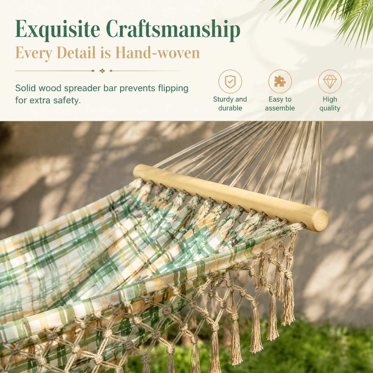 Boho Classic Hammock with Tassel Max 500lbs Handmade