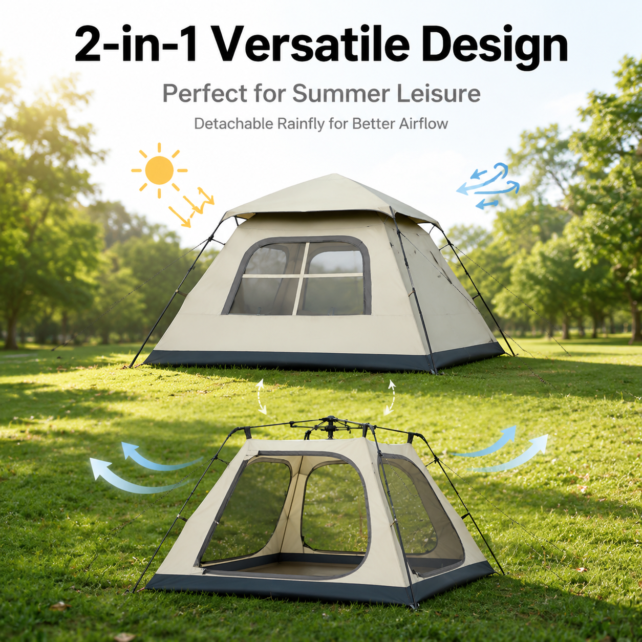 3-8 Person Instant Pop-Up Camping Tent with Rainfly & Waterproof Canopy