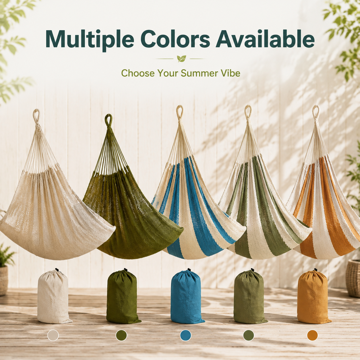 Double Cotton Hammock with Hand-Woven Design - Portable & Breathable