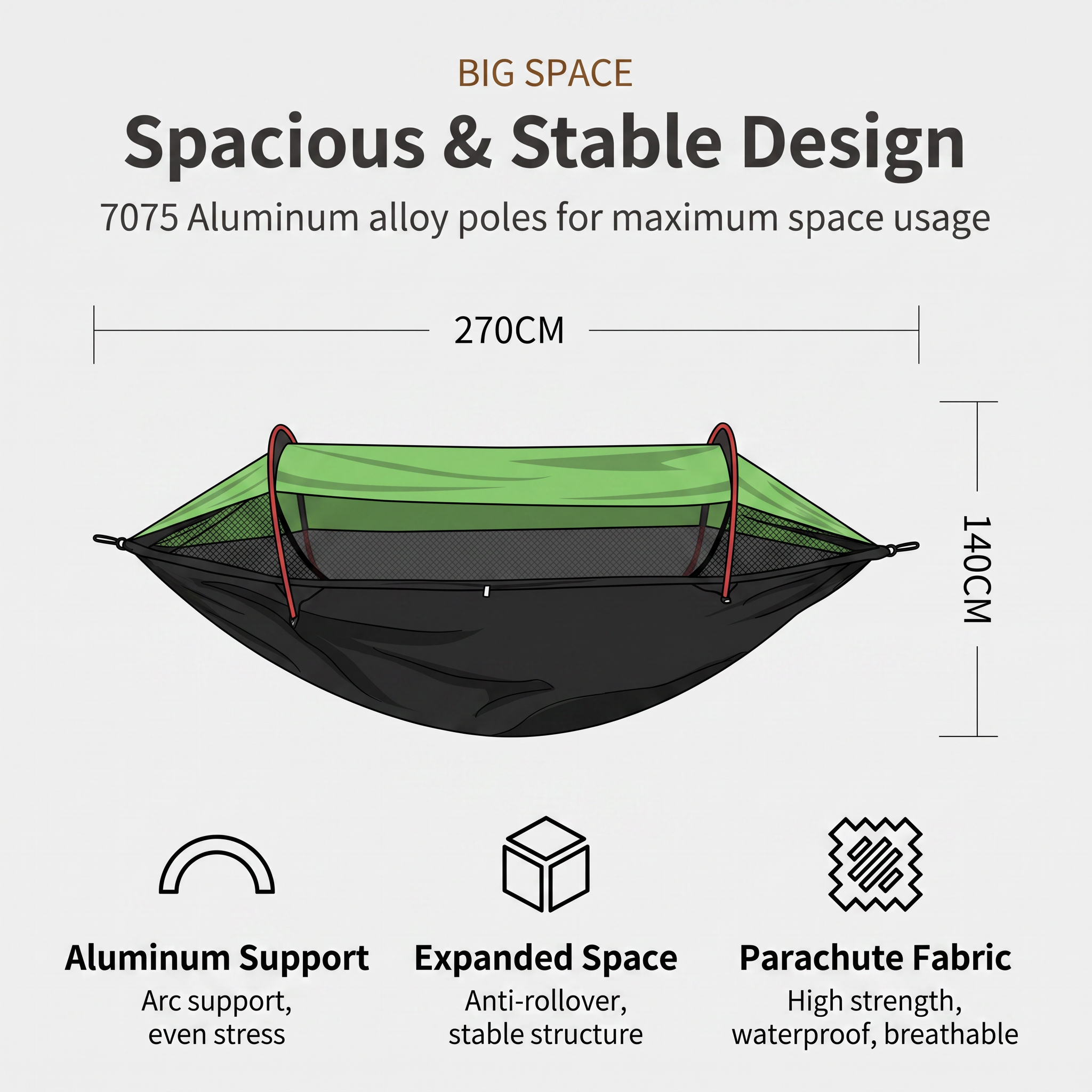 Three-in-One Mosquito Proof Camping Hammock
