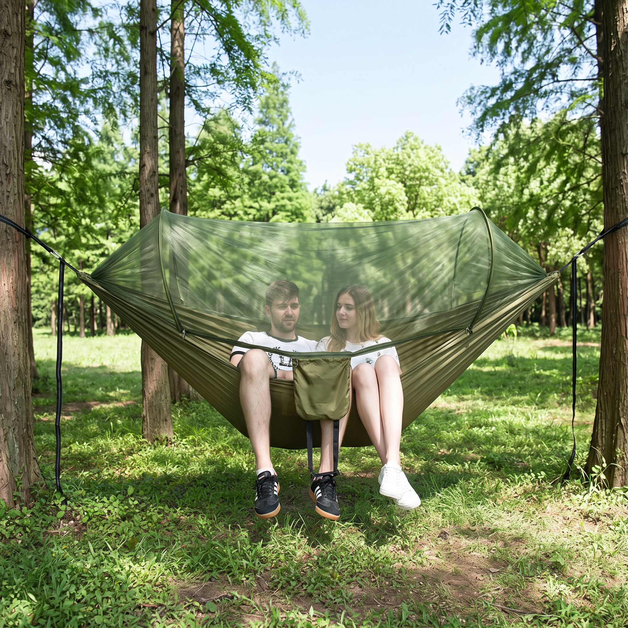 3-in-1 Camping Hammock Tent with Mosquito Net & Waterproof Rain Tarp