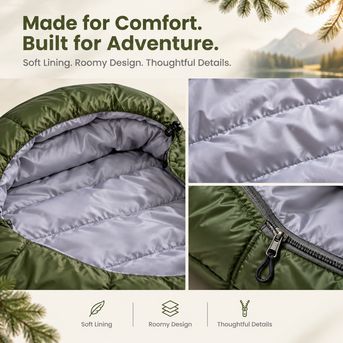 Ultralight Down Sleeping Bag for Cold Weather Camping - S16