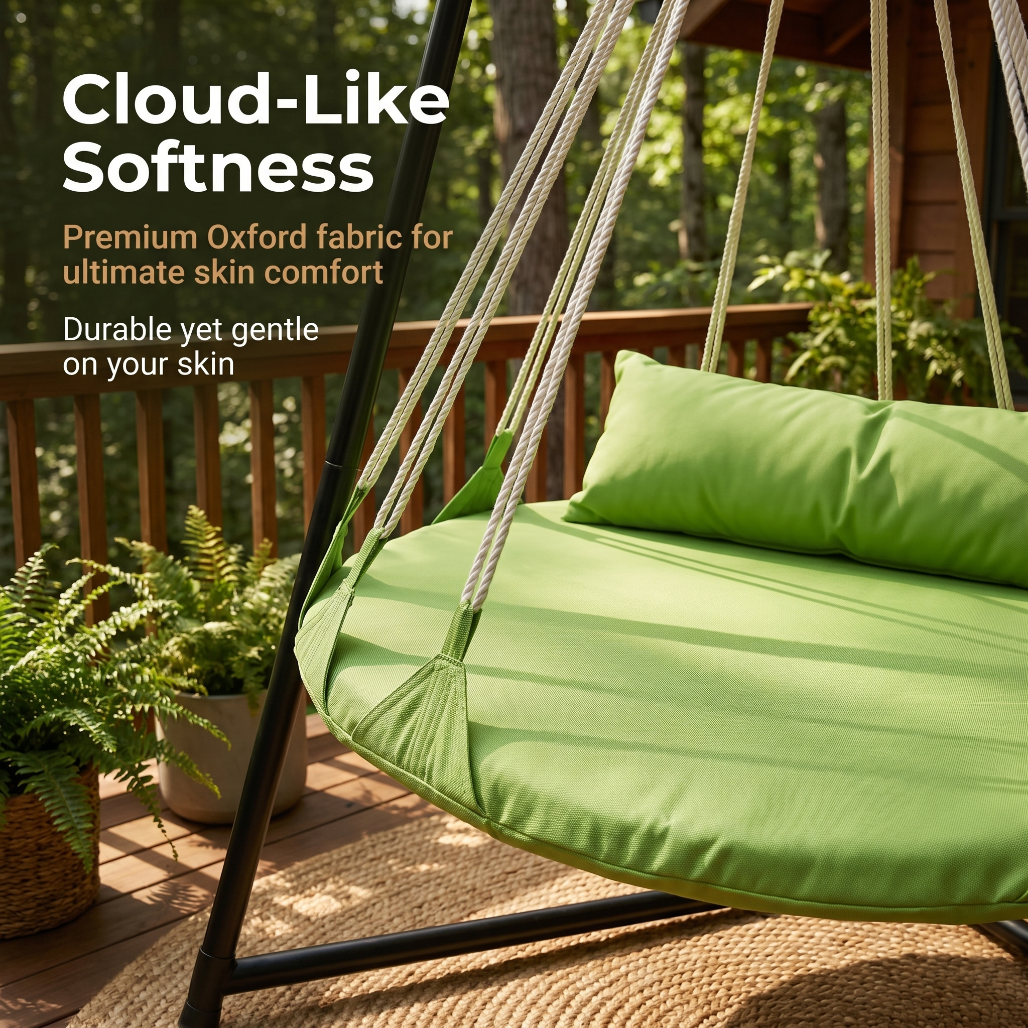 Balcony Patio Swing Outdoor Villa Garden Green Round Hammock Hanging Swing
