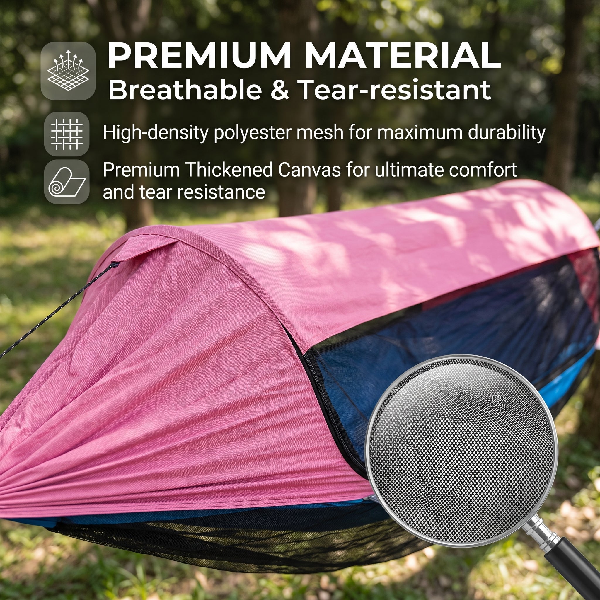Outdoor Double Hammock with Mosquito Net – 360° Bug Protection, Sunshade, Anti-Roll for Camping & Park
