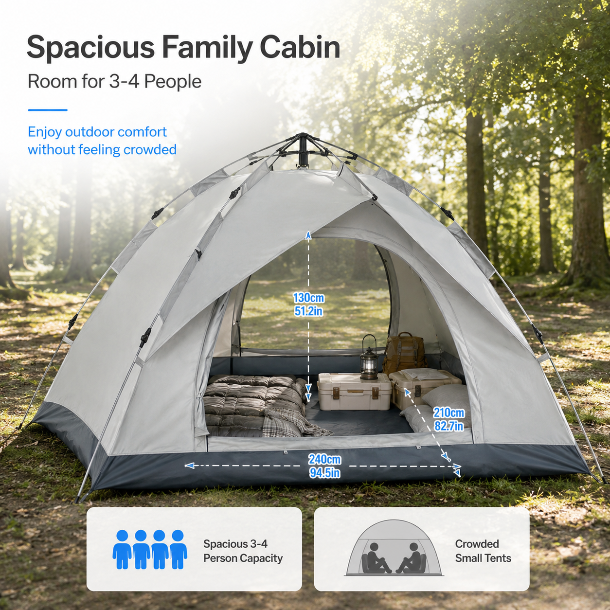 3–4 Person Automatic Tent – Quick Open Rainproof Sunproof