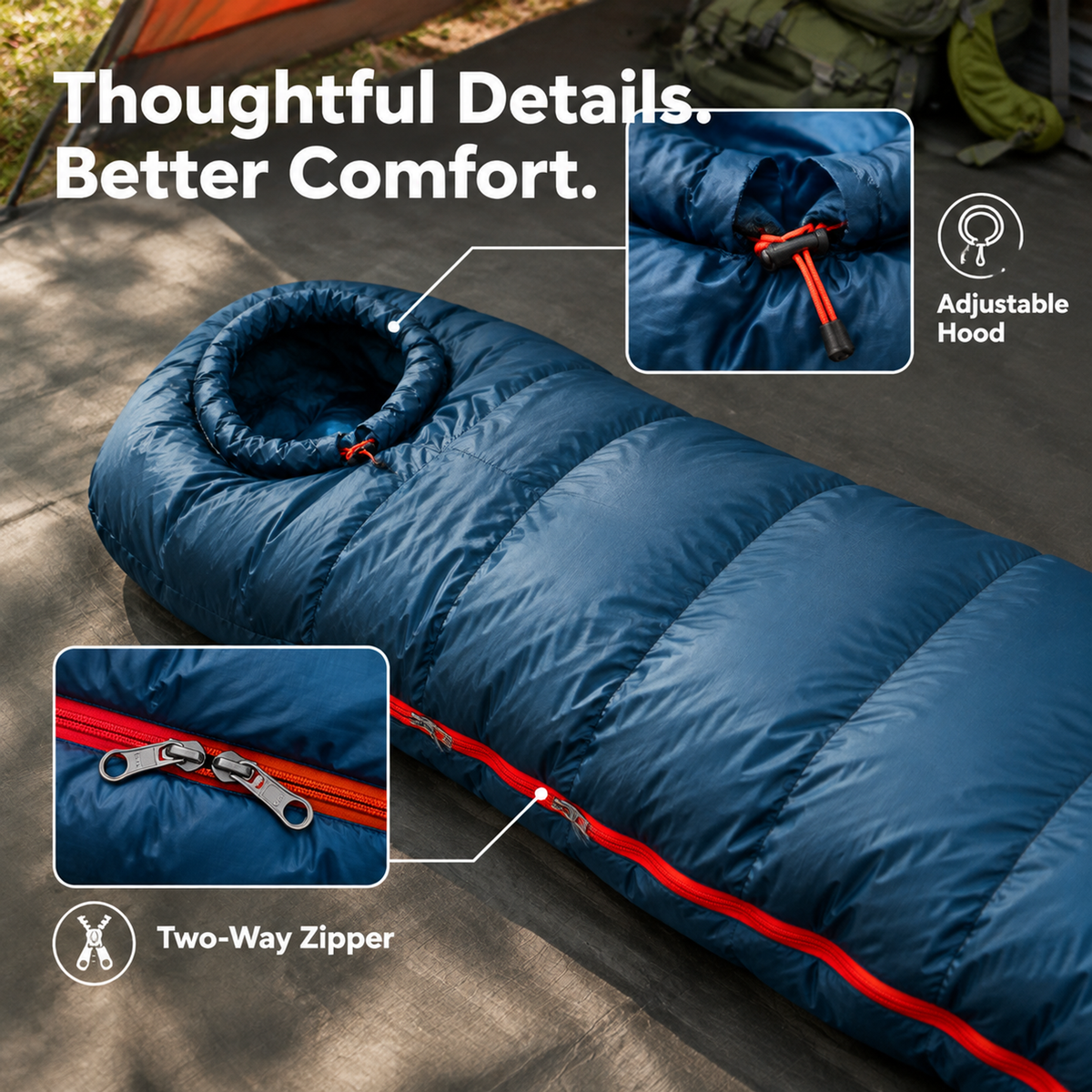 Cold Weather Mummy Down Sleeping Bag for Outdoor Camping -S18