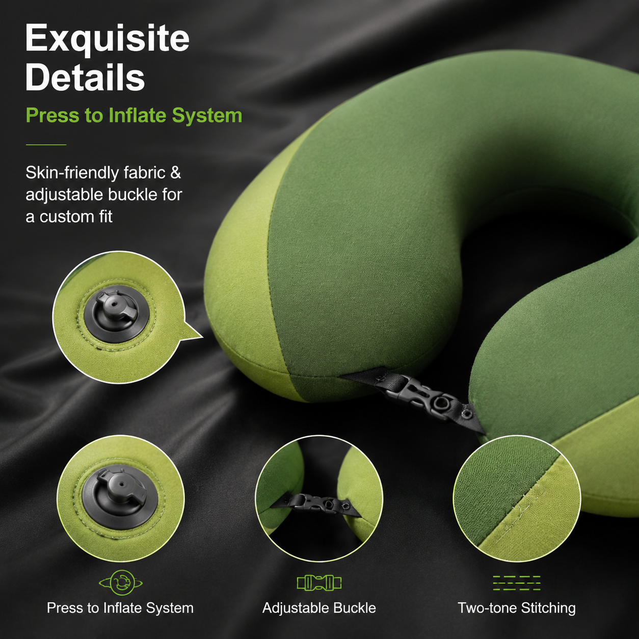 Comfortable Inflatable Travel Neck Pillow for Airplanes Trains Cars