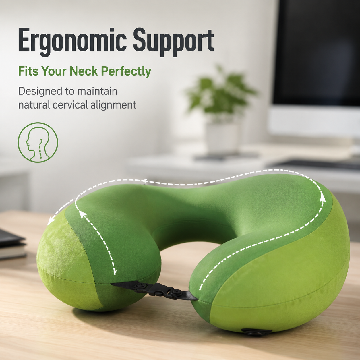 Comfortable Inflatable Travel Neck Pillow for Airplanes Trains Cars