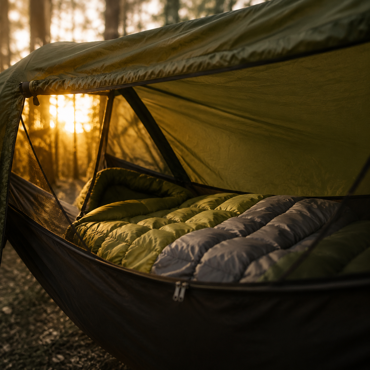 Ultralight Camping Hammock with Integrated Mosquito Net