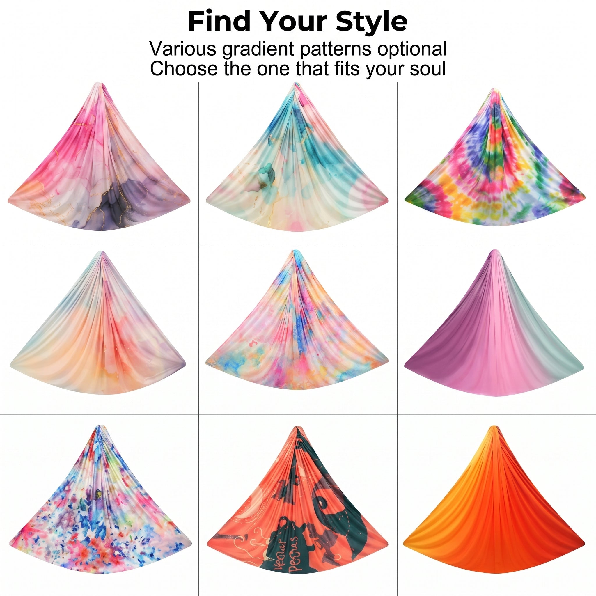 Gradient Printed Colorful Elastic Yoga Silk Aerial Hammock