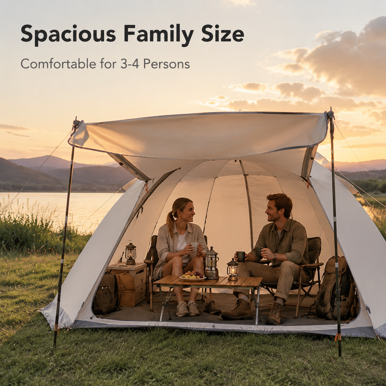 2-5 Person Lightweight Backpacking Tent with Aluminum Poles