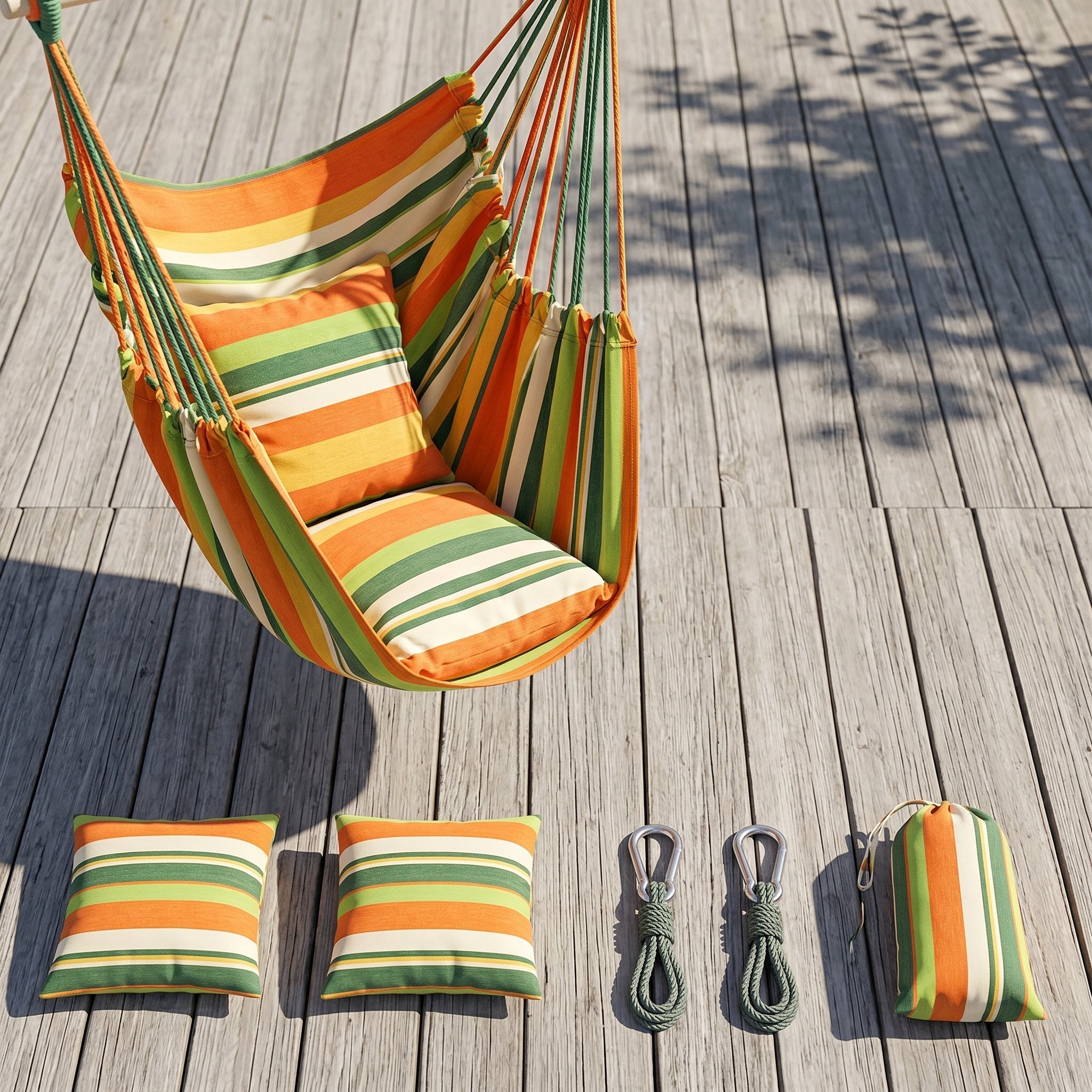 Heavy-Duty Hanging Hammock Chair with Cushions – Portable Canvas Swing Seat for Indoor & Outdoor Relaxation