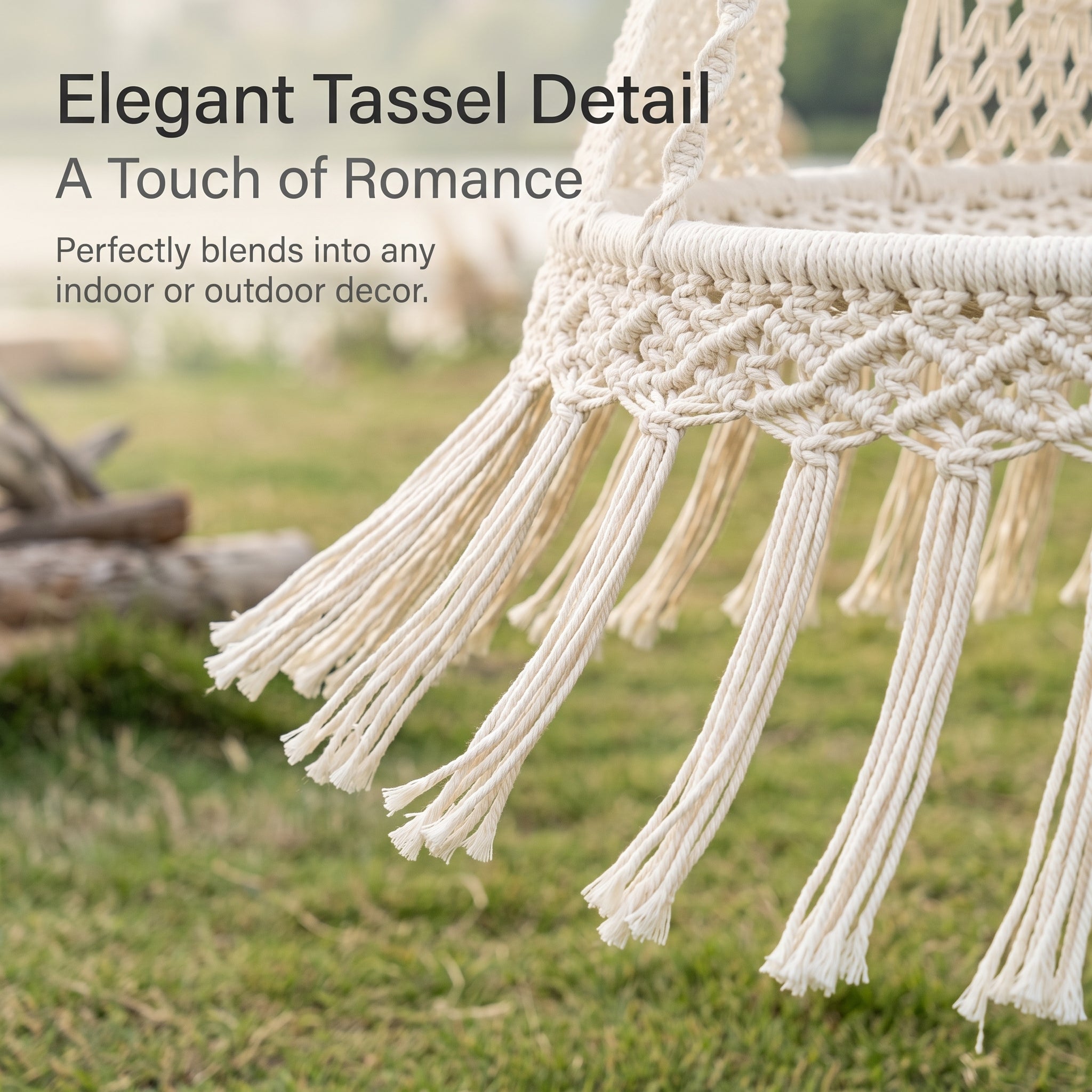 Woven Tassel Cradle Hammock Chair – Hanging Basket Swing for Indoor & Outdoor Use