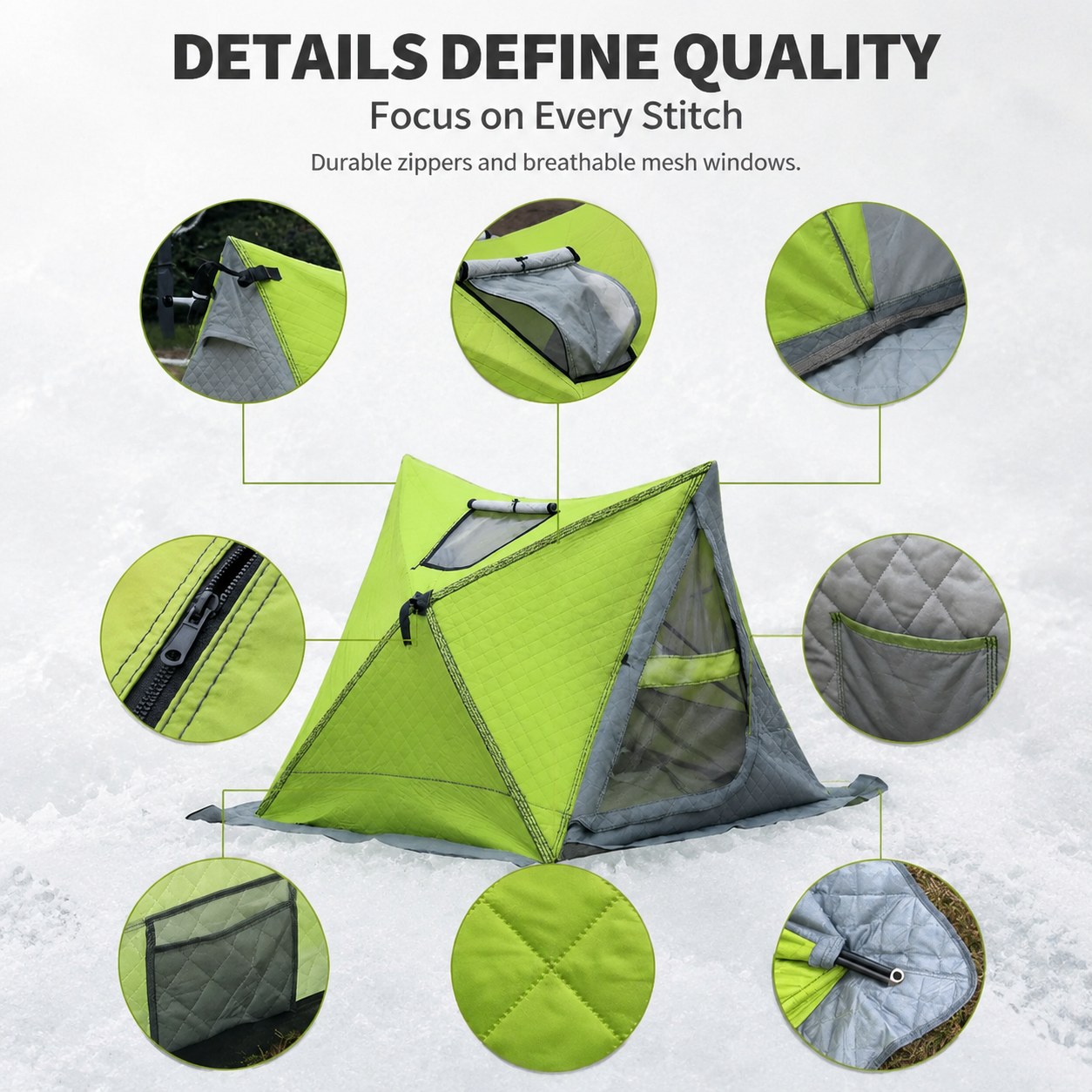 Winter Ice Fishing Tent Windproof Snow House Shelter Camping