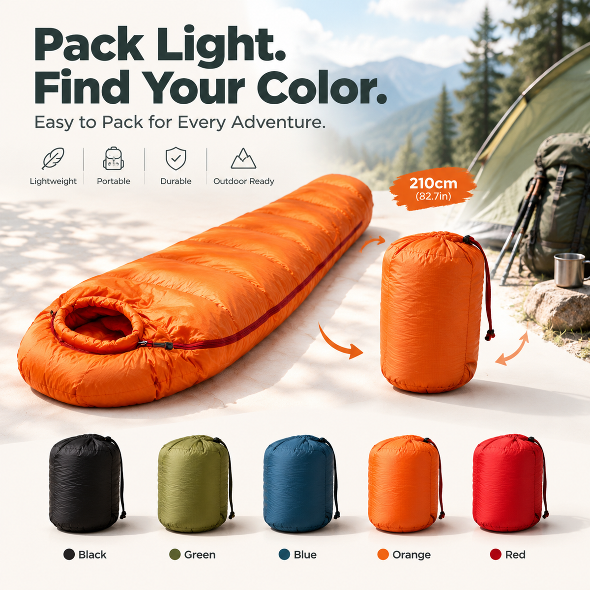 Cold Weather Mummy Down Sleeping Bag for Outdoor Camping -S18