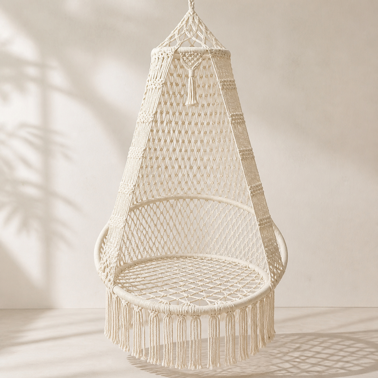 Luxury Boho Cotton Rope Hanging Chair with Cushion