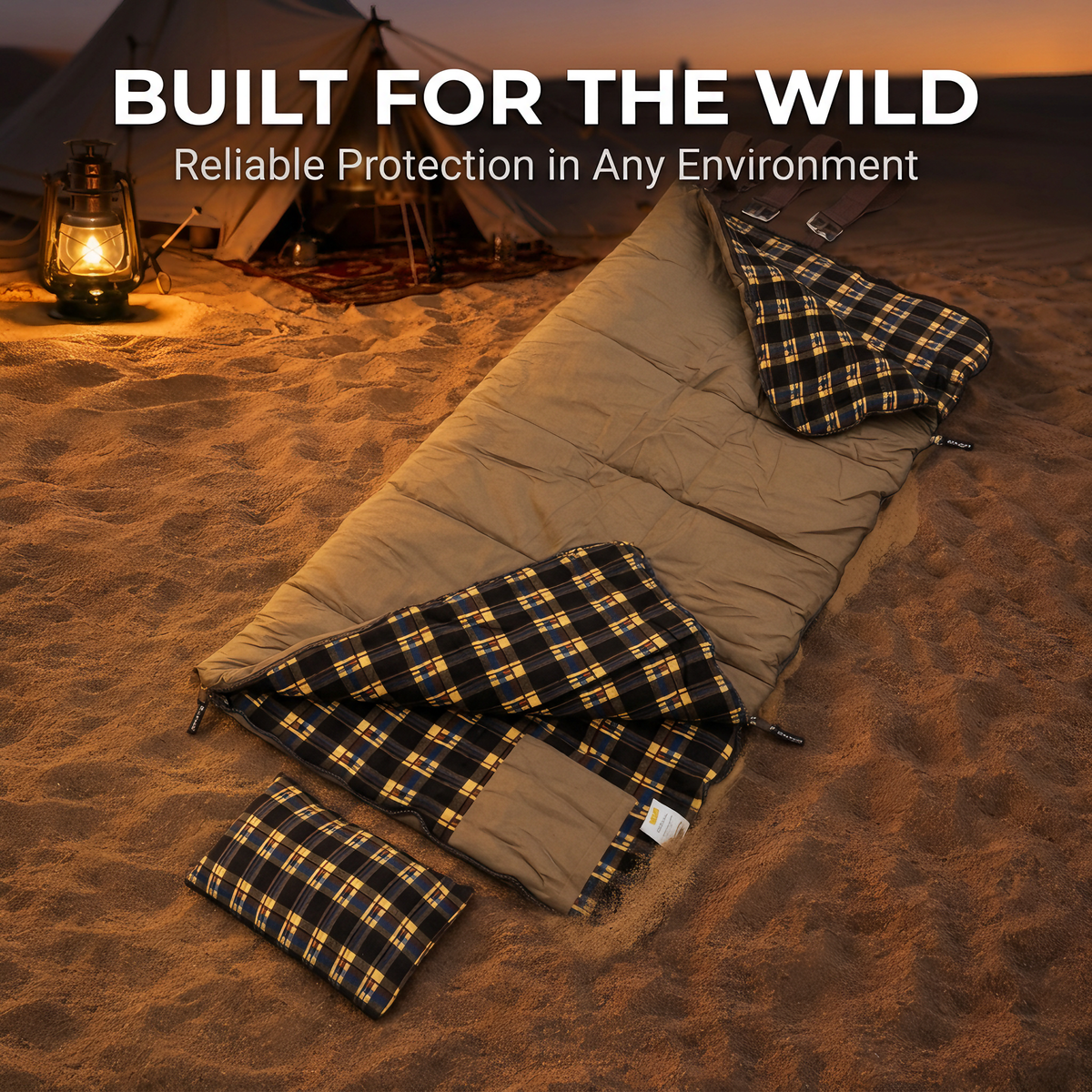 Portable Oxford Canvas Cotton Sleeping Bag for Adult Desert Camping-S9