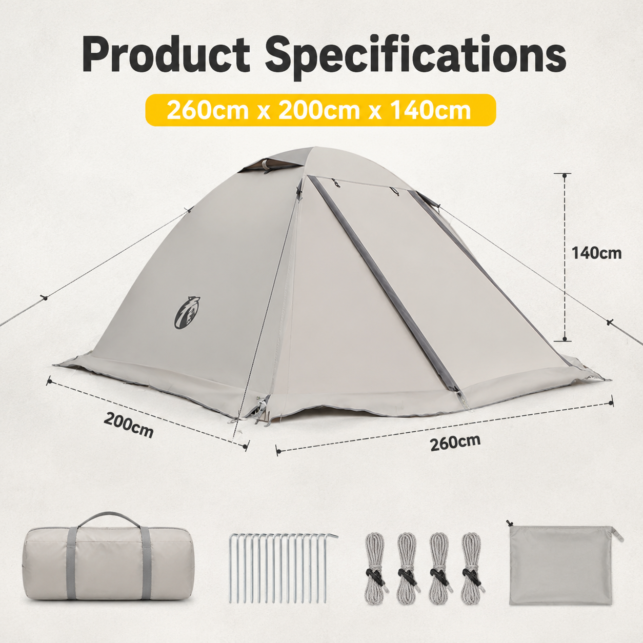 2-5 Person Lightweight Backpacking Tent with Aluminum Poles