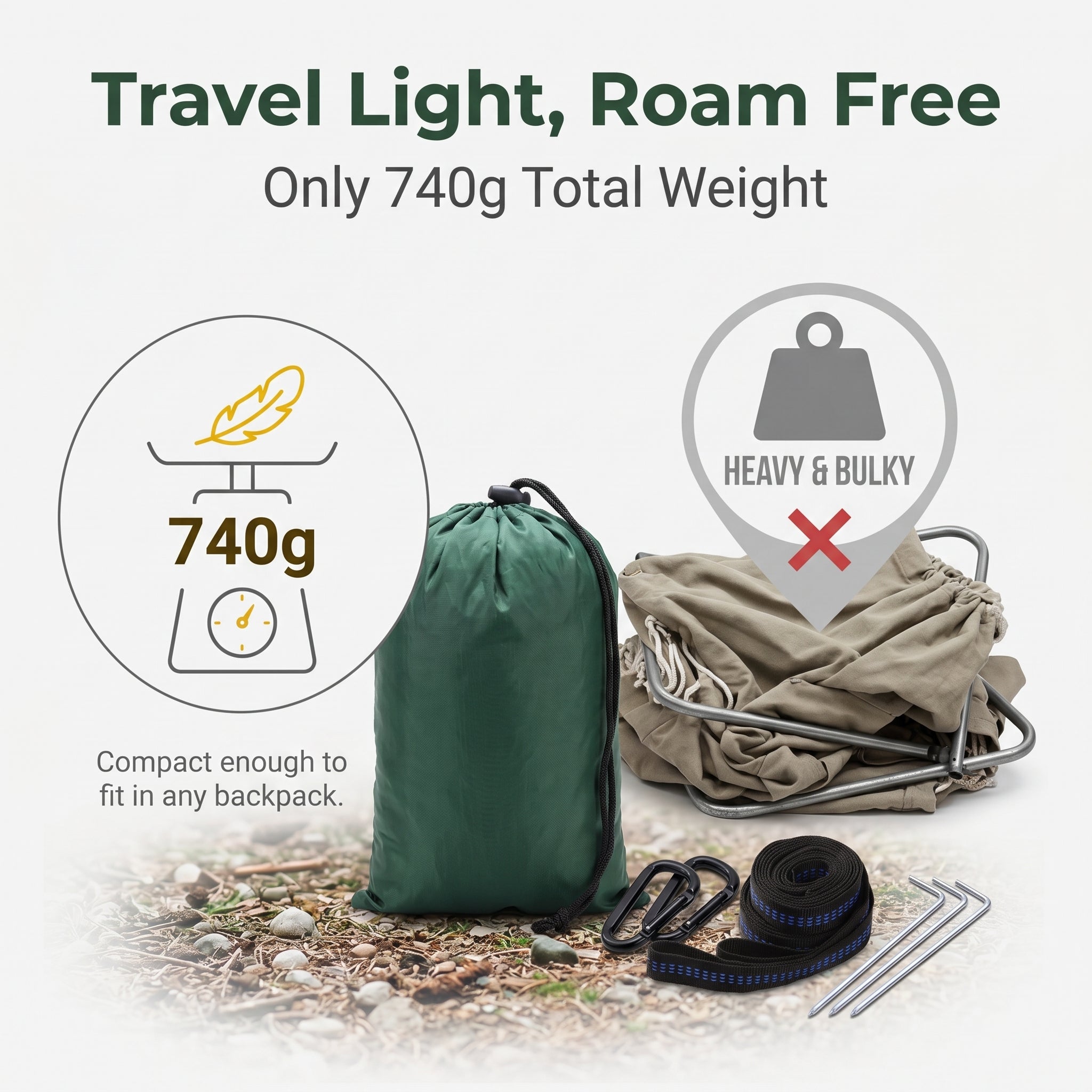 Quick-Deploy Outdoor Anti-Mosquito Hammock with Built-in Net