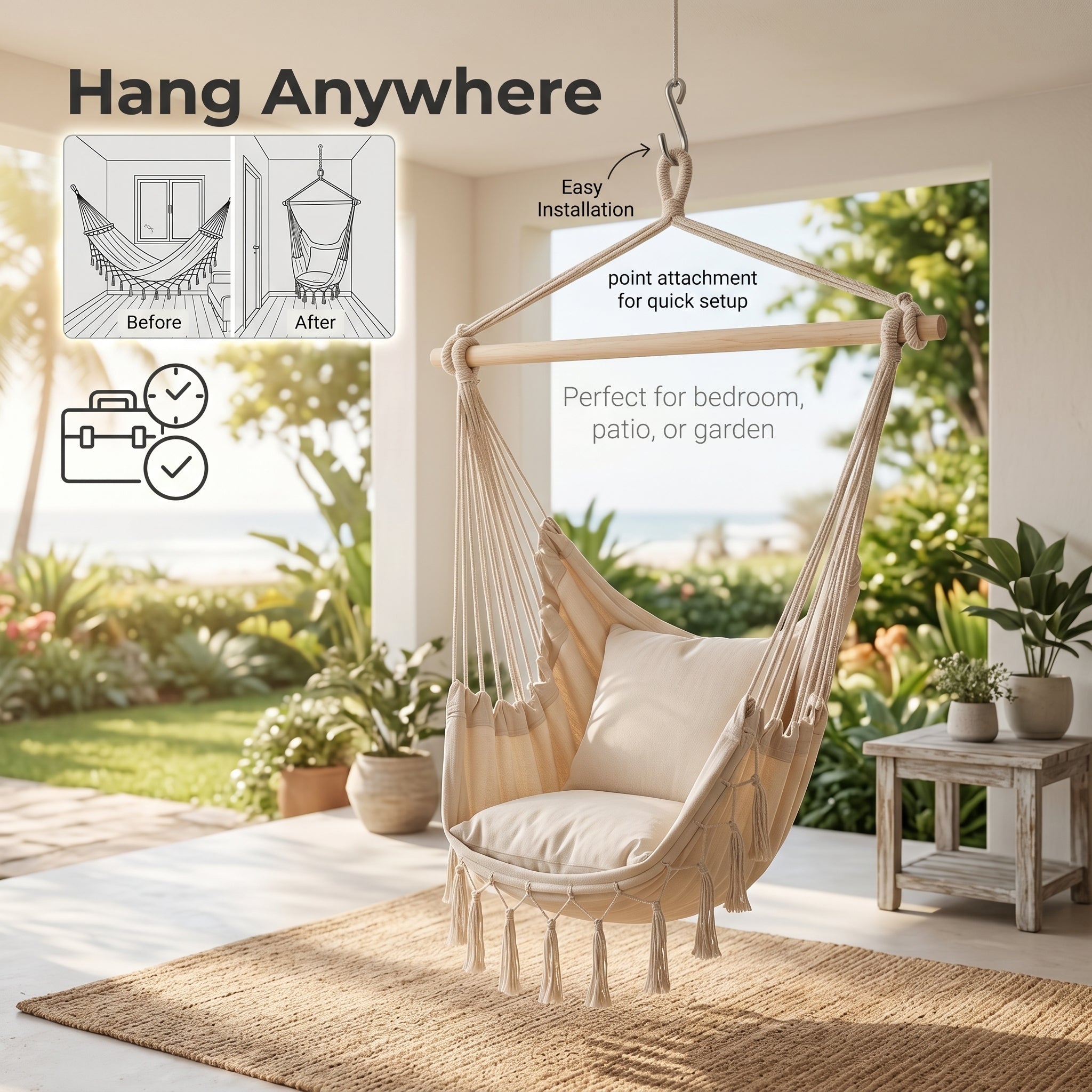 PLUS Bohemian Style Tassel Hammock Hanging Chair