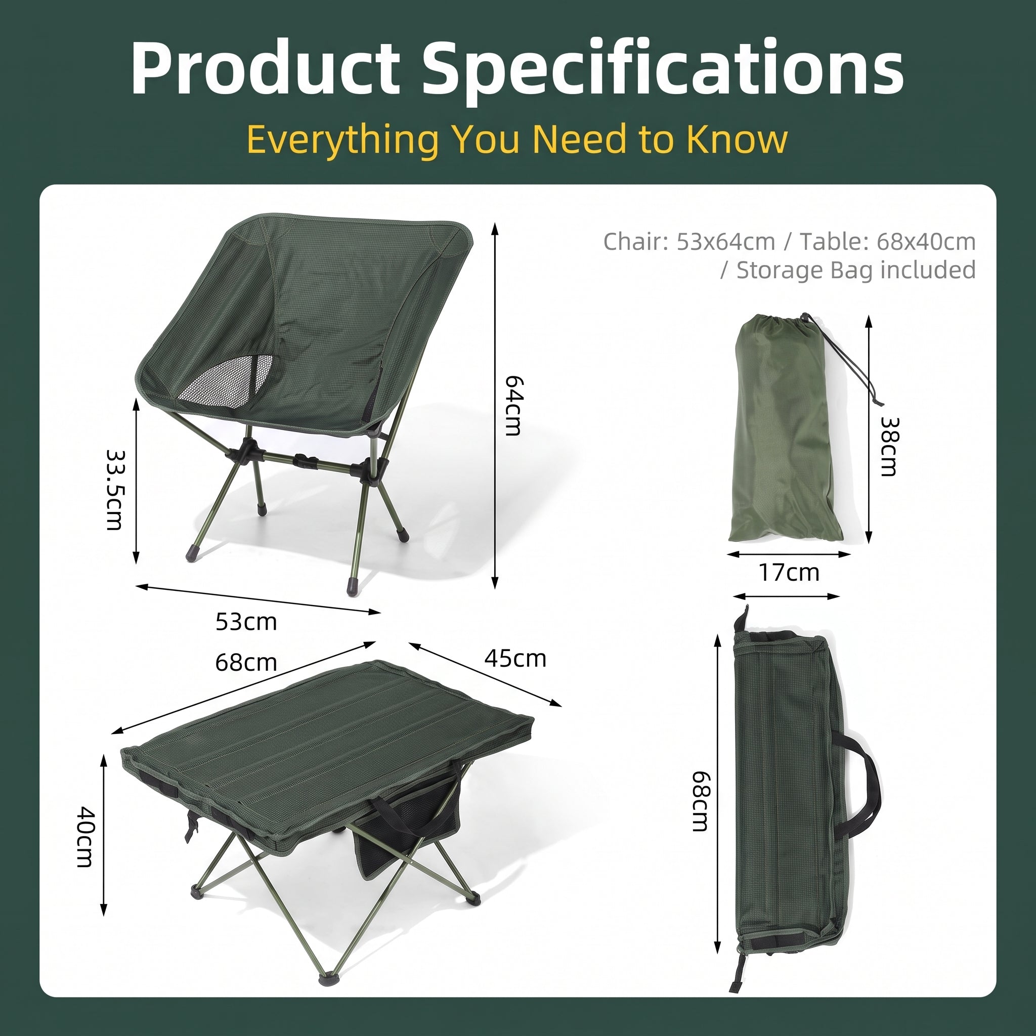 Outdoor Camping Portable Folding Table and Chair Set