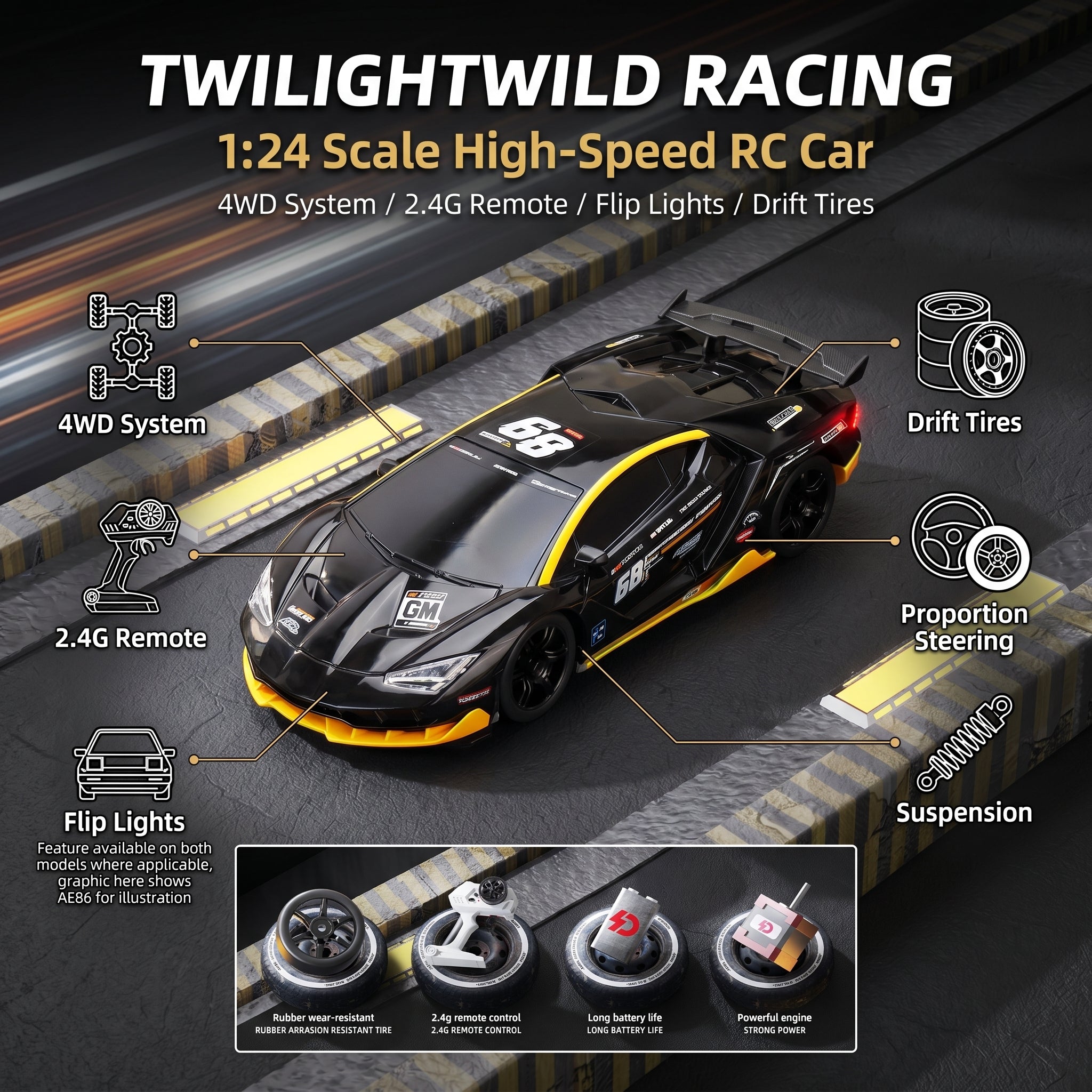 RC Professional Racing Remote Control High-Speed Drift Racing Car