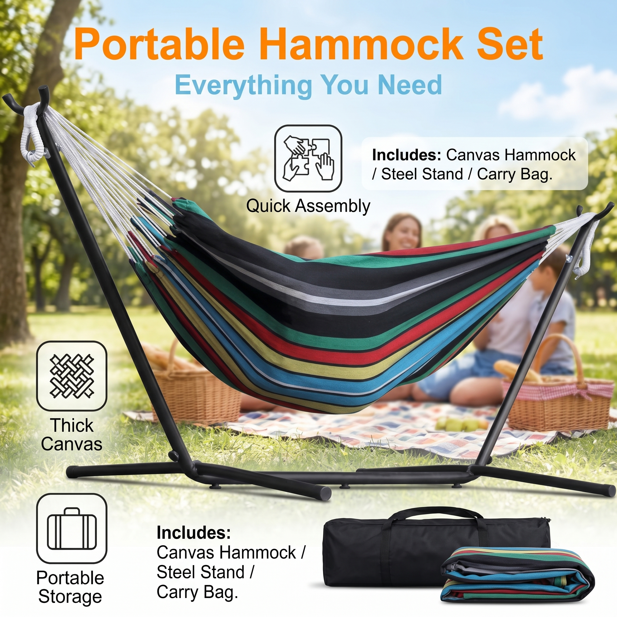 Comfortable Fabric Camping Outdoor Indoor Patio Backyard Hammock