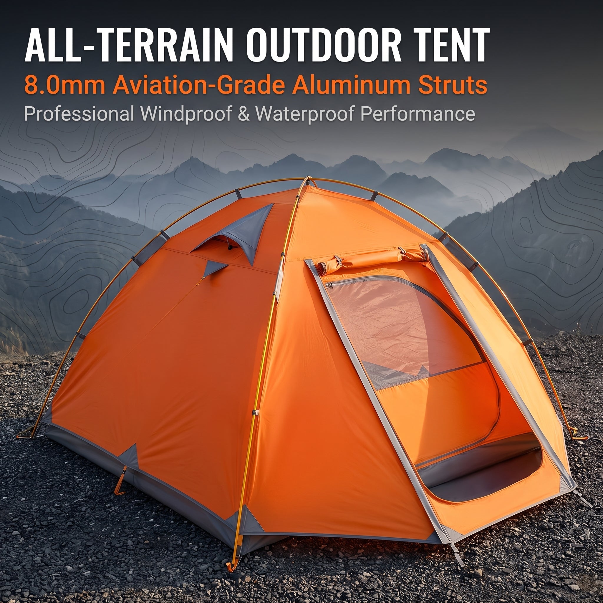 Ultralight 2-Person Double-Wall Camping Tent with Aluminum Poles 4-Season Stormproof Shelter