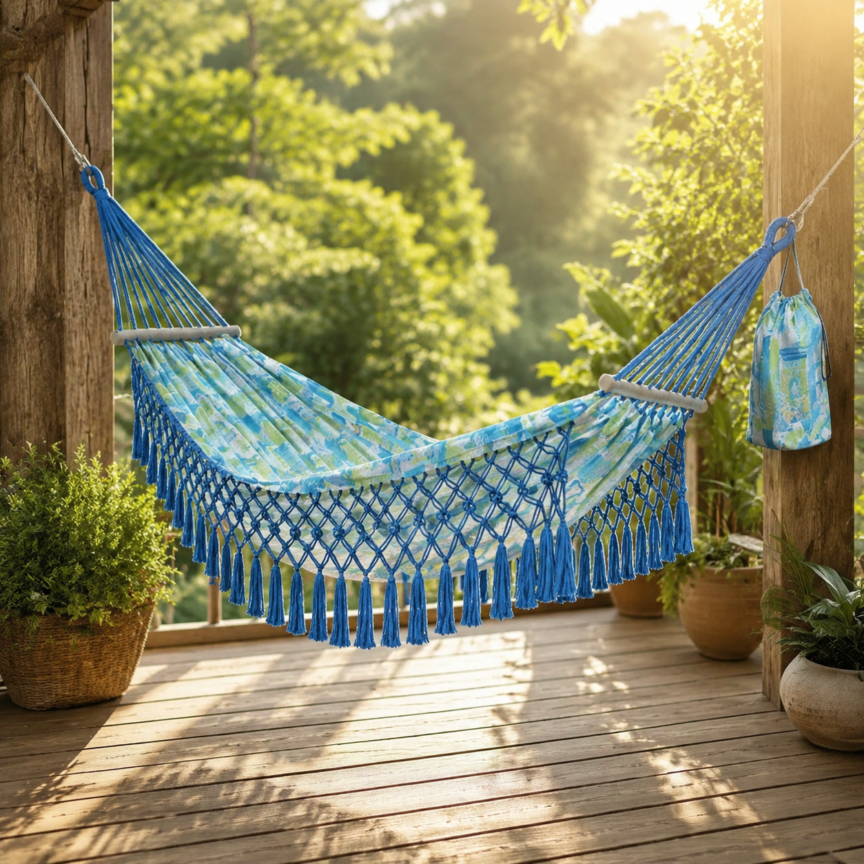 Boho Classic Hammock with Tassel Max 500lbs Handmade