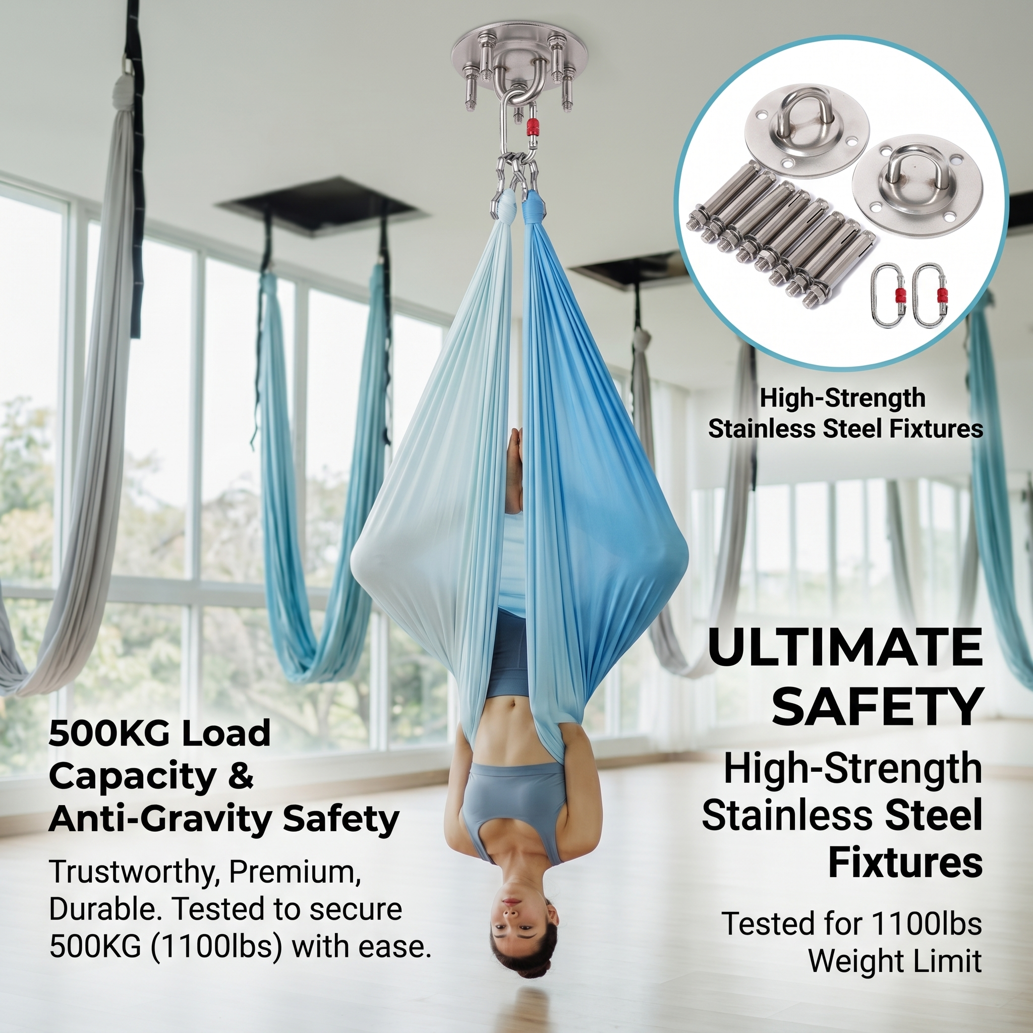 5m Colorful Gradient Print Elastic Durable Aerial Yoga Hammock