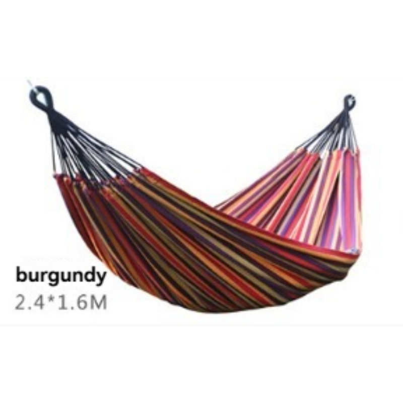 Double Camping Canvas Hammock - Heavy Duty Portable Rainbow Striped Brazilian Swing Chair with Carabiners for Outdoor