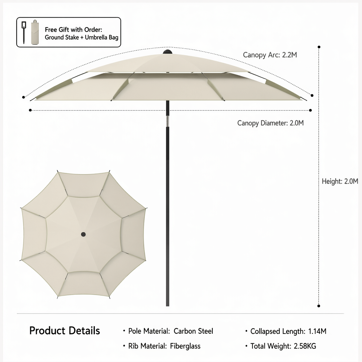 Blackout Dome Camping Umbrella Quick Setup Sun Rain Canopy Shelter