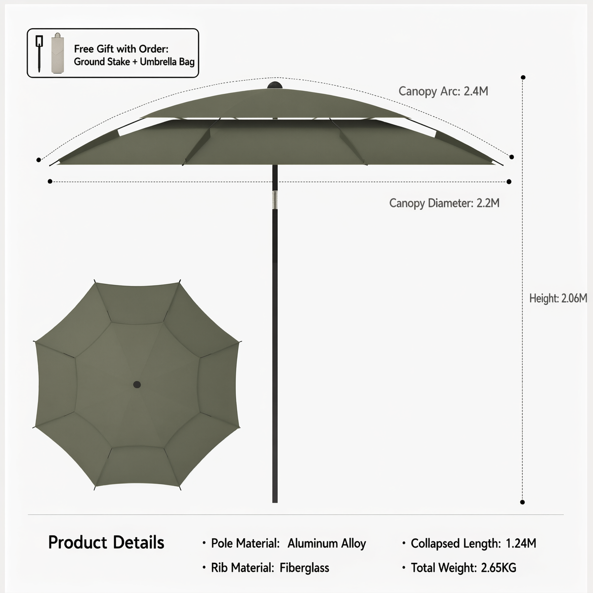 Blackout Dome Camping Umbrella Quick Setup Sun Rain Canopy Shelter