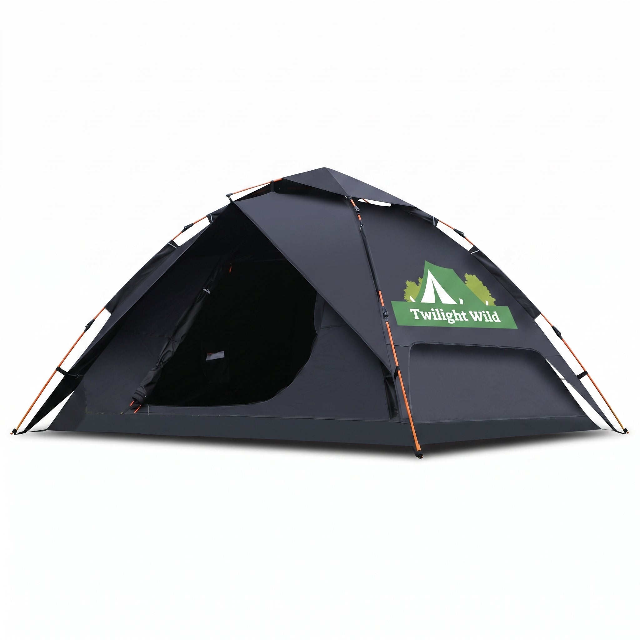 Automatic Quick-opening Camping Tent Black Vinyl Double-layer For Multi-person Portable Rainproof Sunshade -C18
